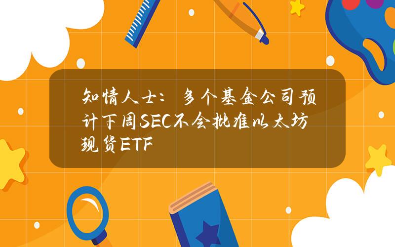 知情人士：多个基金公司预计下周SEC不会批准以太坊现货ETF